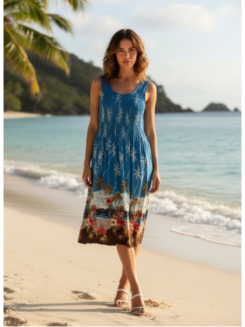 Indocraft Imports Vintage 90s Hawaiian Tropical Parrot Maxi Swim Coverup Dress